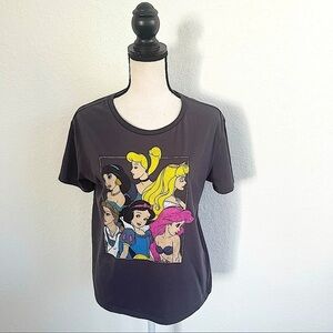 DISNEY PRINCESSES Women’s Gray Short Sleeve Shirt Size Large Cotton Blend